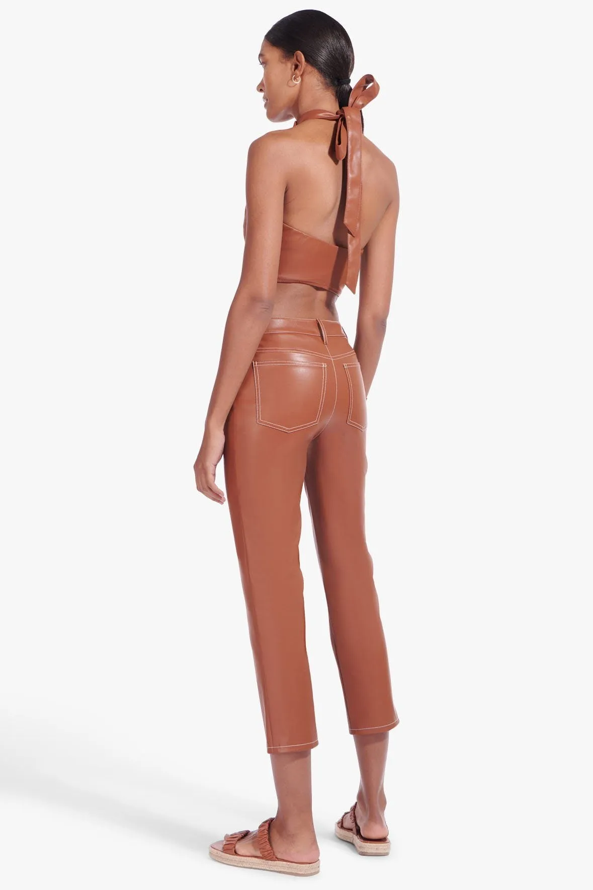 CROPPED ELLIOT PANT | WHISKEY VEGAN LEATHER