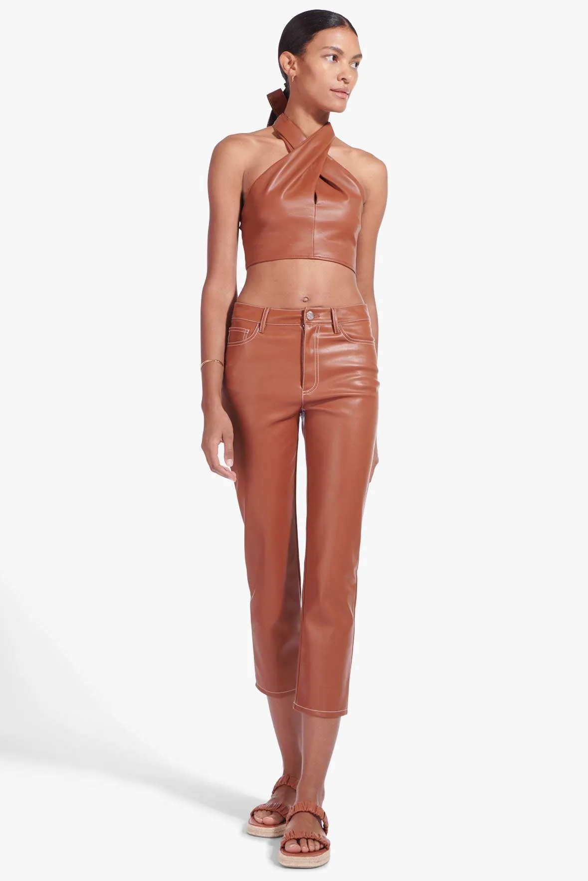 CROPPED ELLIOT PANT | WHISKEY VEGAN LEATHER