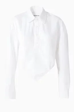 CROPPED SHIRT WITH DIAMOND SHAPE HEM