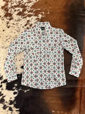 Cruel Girl Girl's Pink Print Snap Long Sleeve Cowgirl Shirt CTW3230035