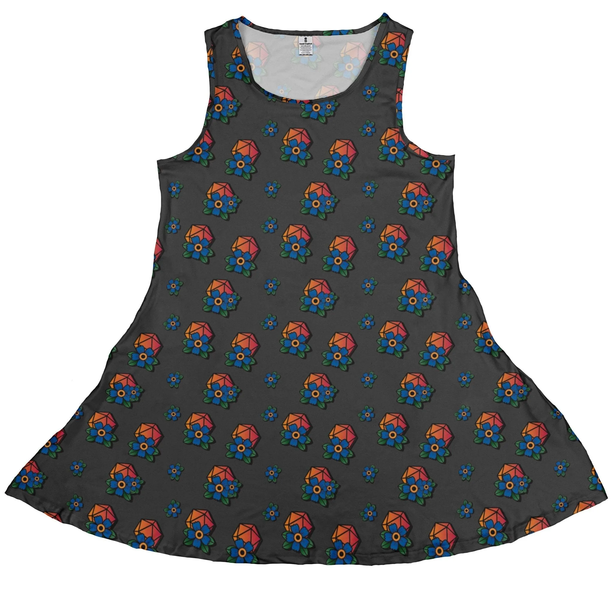 D20 Floral Hawaiian Gray Dress