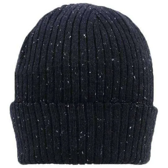 Dents Ribbed Knit Beanie Hat - Navy