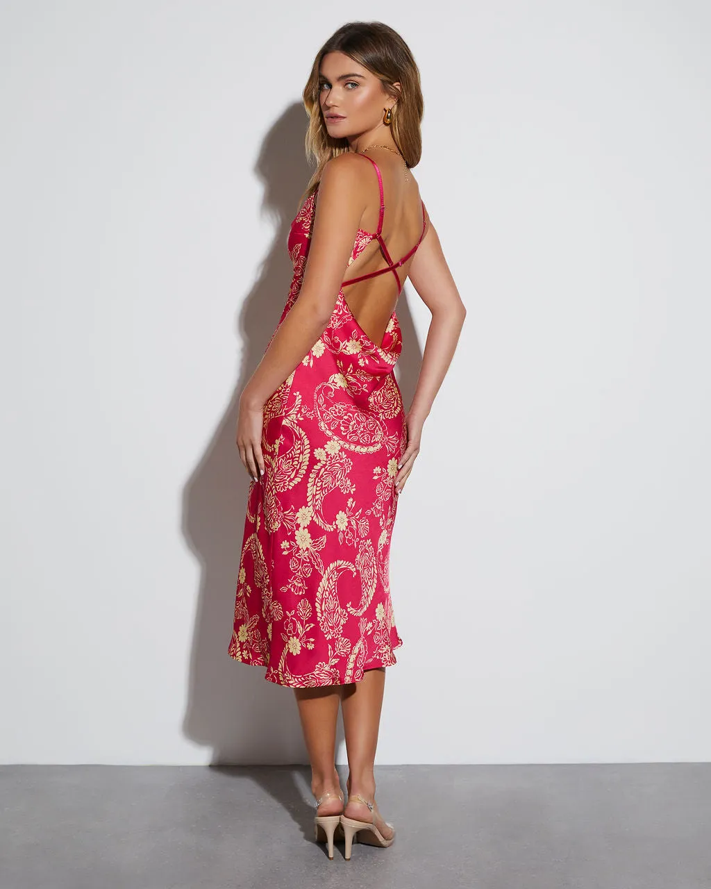 Destination Wedding Cowl Neck Slip Midi Dress