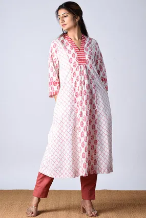 Dharan "Aman kurta" White Block Printed Kurta