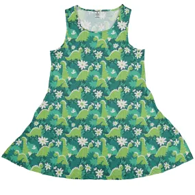 Dinosaur Smiles Flowers And Leaves Dress