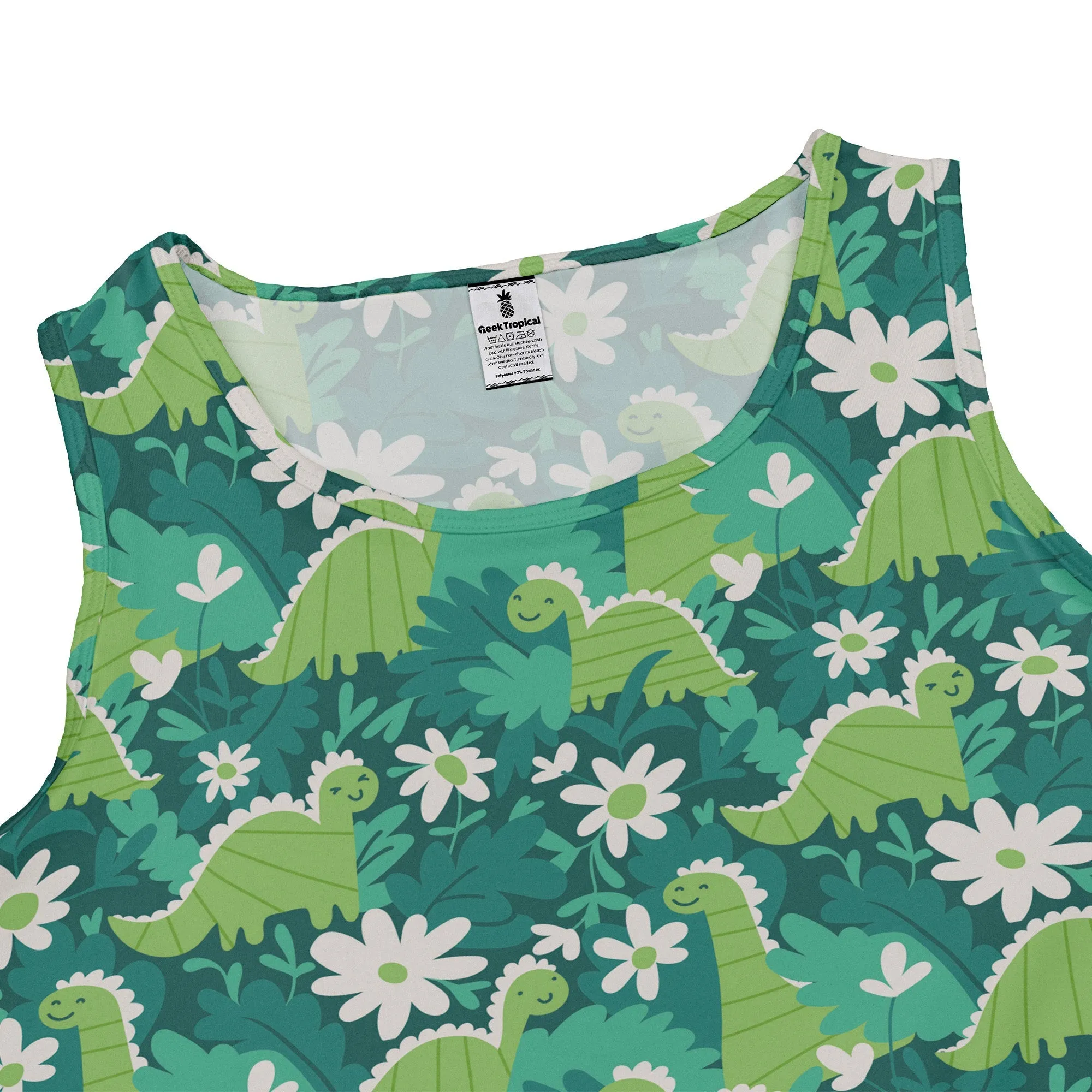 Dinosaur Smiles Flowers And Leaves Dress