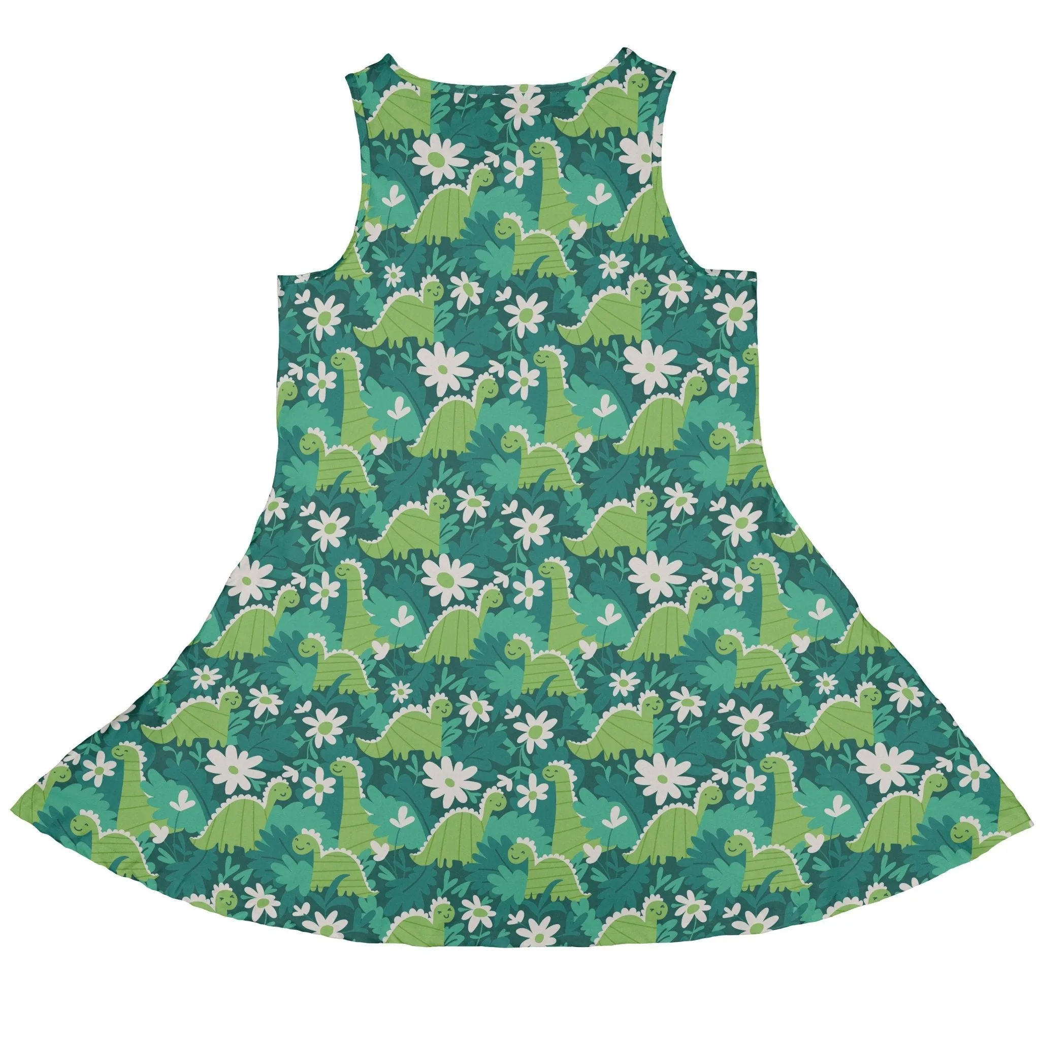 Dinosaur Smiles Flowers And Leaves Dress