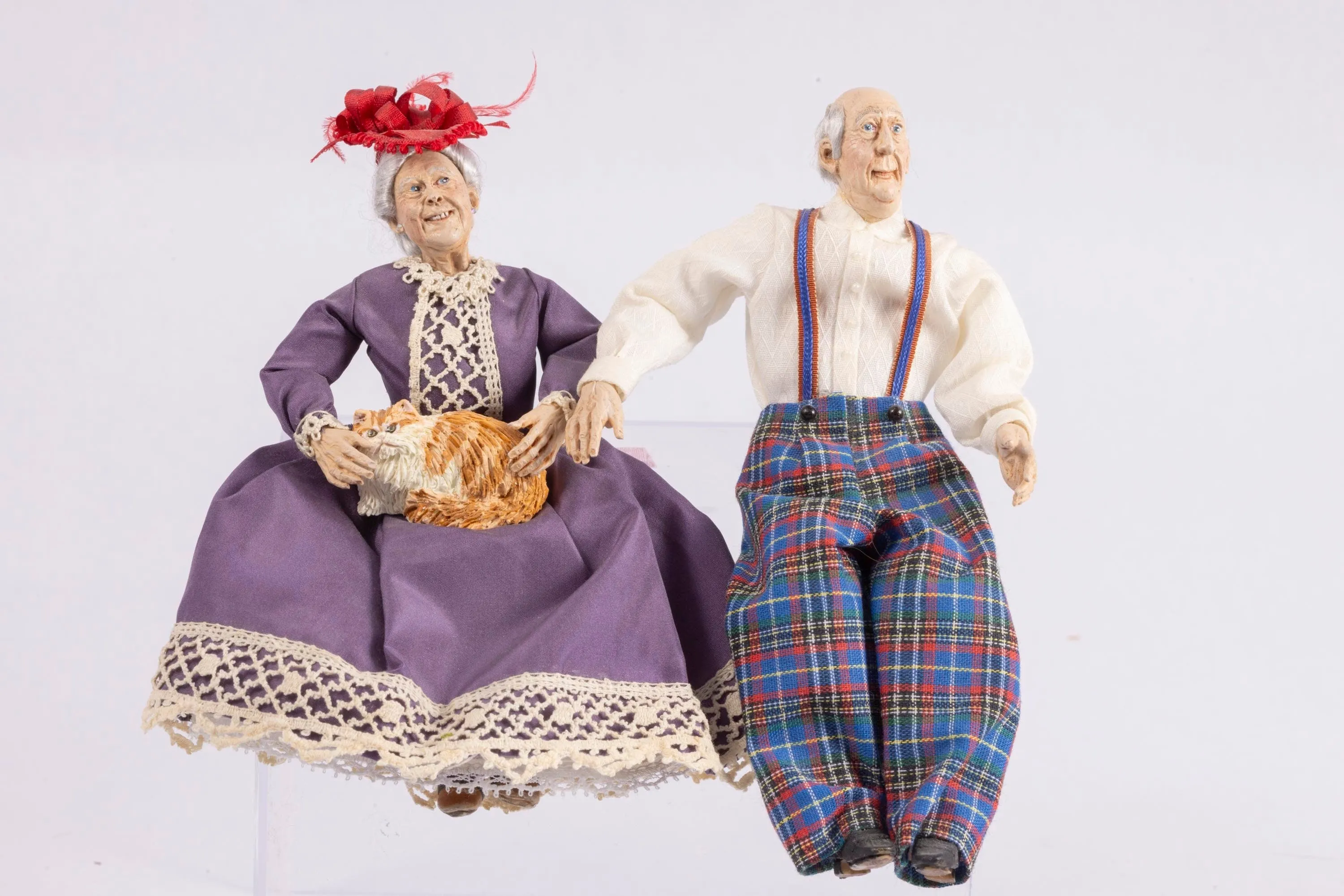 Dollhouse Miniature ~ Marcia Backstrom Older Doll Couple - Happily Married