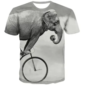 Elephant T-shirt Men Bicycle Tshirt Printed Animal Tshirts Novelty Funny T-shirts 3d Harajuku T-shirts Graphic Short Sleeve