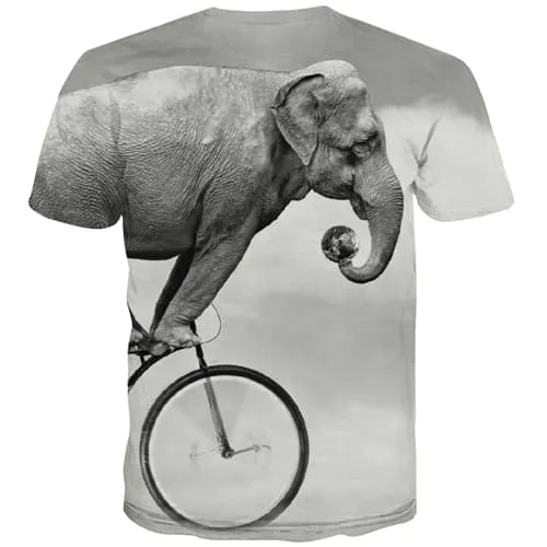 Elephant T-shirt Men Bicycle Tshirt Printed Animal Tshirts Novelty Funny T-shirts 3d Harajuku T-shirts Graphic Short Sleeve