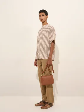 ETA Taupe Relaxed-Fit Mid-Rise Cotton Blend Chinos