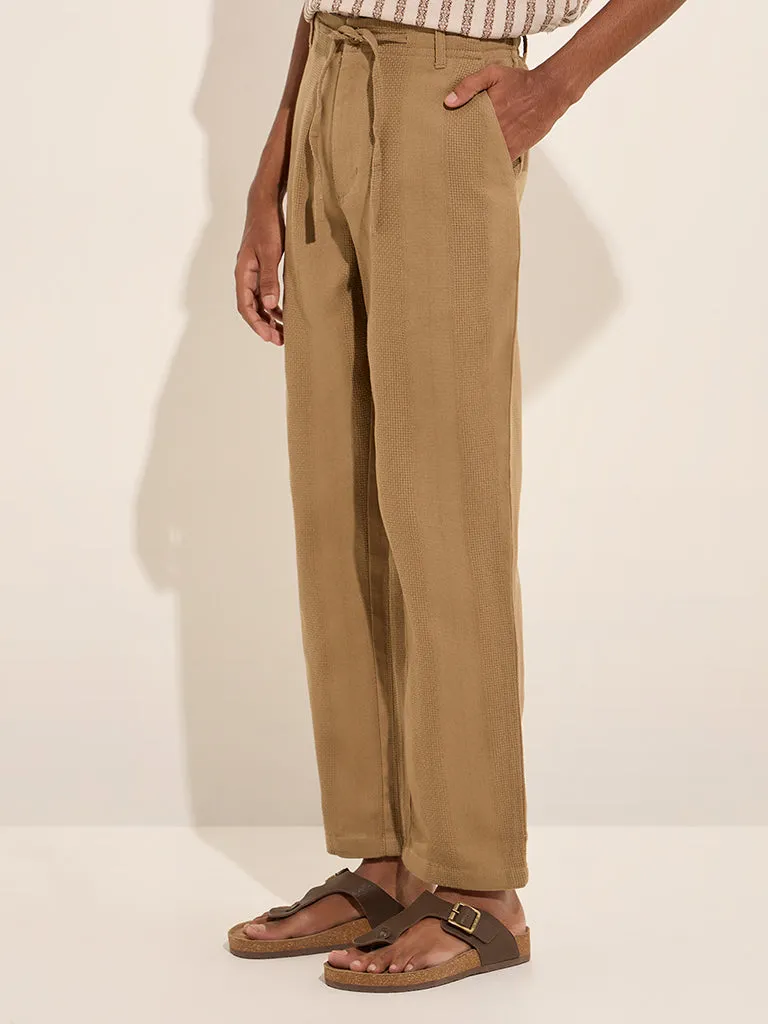 ETA Taupe Relaxed-Fit Mid-Rise Cotton Blend Chinos