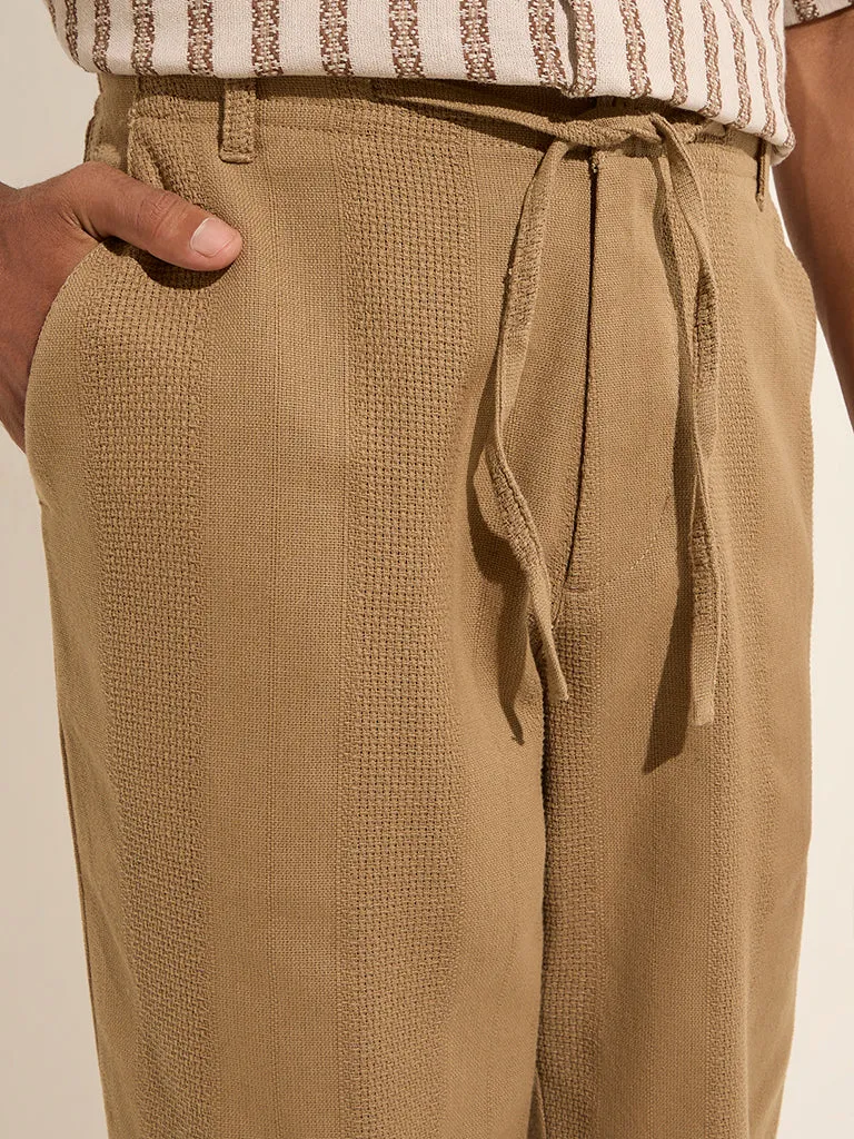 ETA Taupe Relaxed-Fit Mid-Rise Cotton Blend Chinos