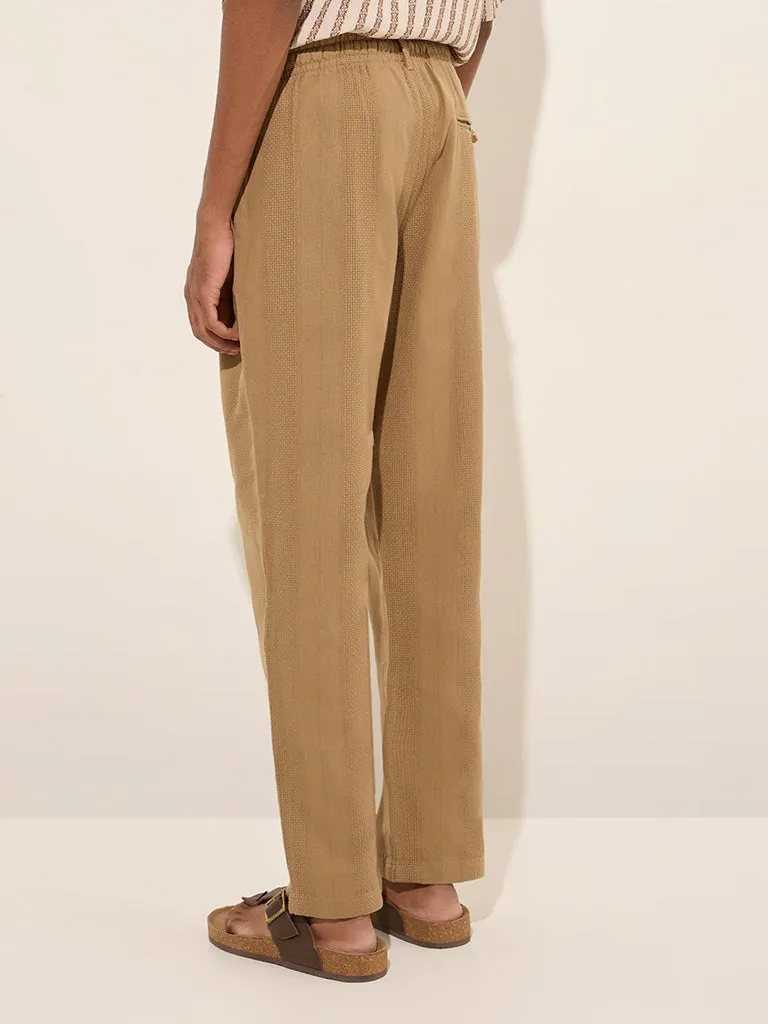 ETA Taupe Relaxed-Fit Mid-Rise Cotton Blend Chinos