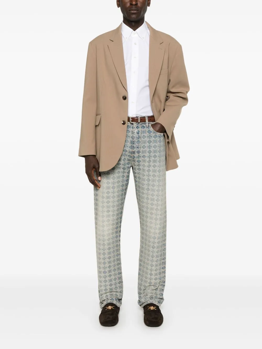 ETRO Dual Fabric Button-Down Dress Shirt for Men