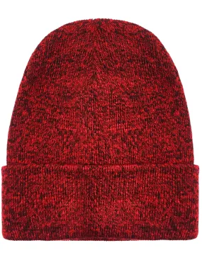Evan Knitted Beanie Hat in Oxblood Marl