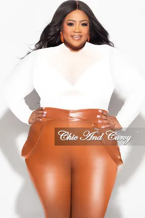 Final Sale Plus Size Sheer Mesh Bodysuit in Off White (Top Only)