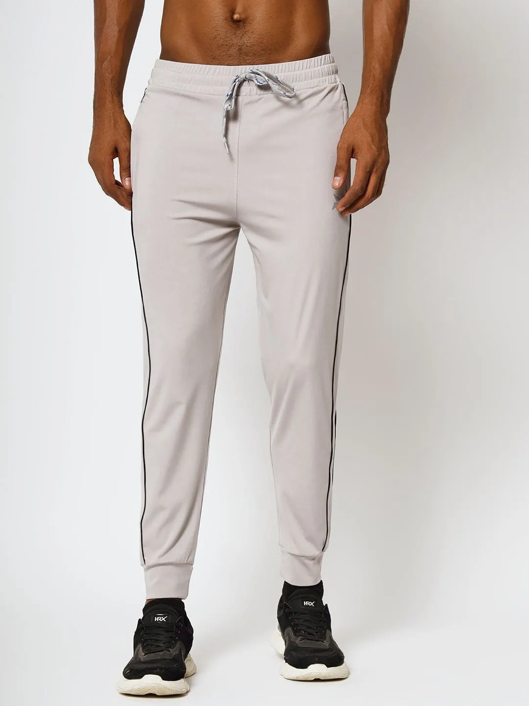FITINC Slim Fit Light Grey Jogger for Men with Double Piping & Zip Pockets