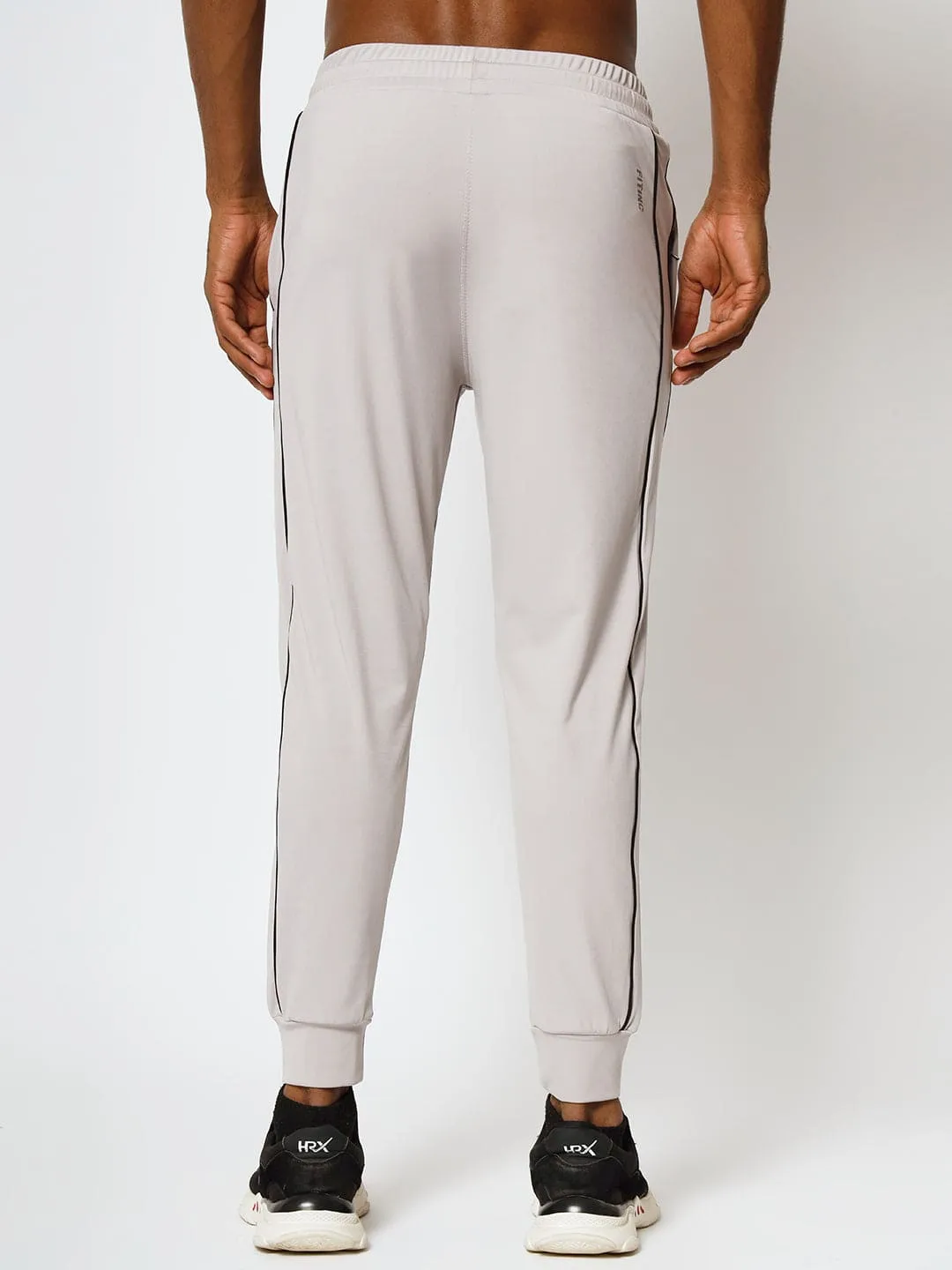 FITINC Slim Fit Light Grey Jogger for Men with Double Piping & Zip Pockets