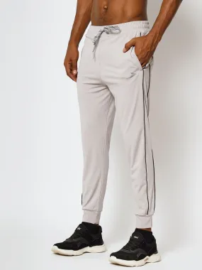 FITINC Slim Fit Light Grey Jogger for Men with Double Piping & Zip Pockets