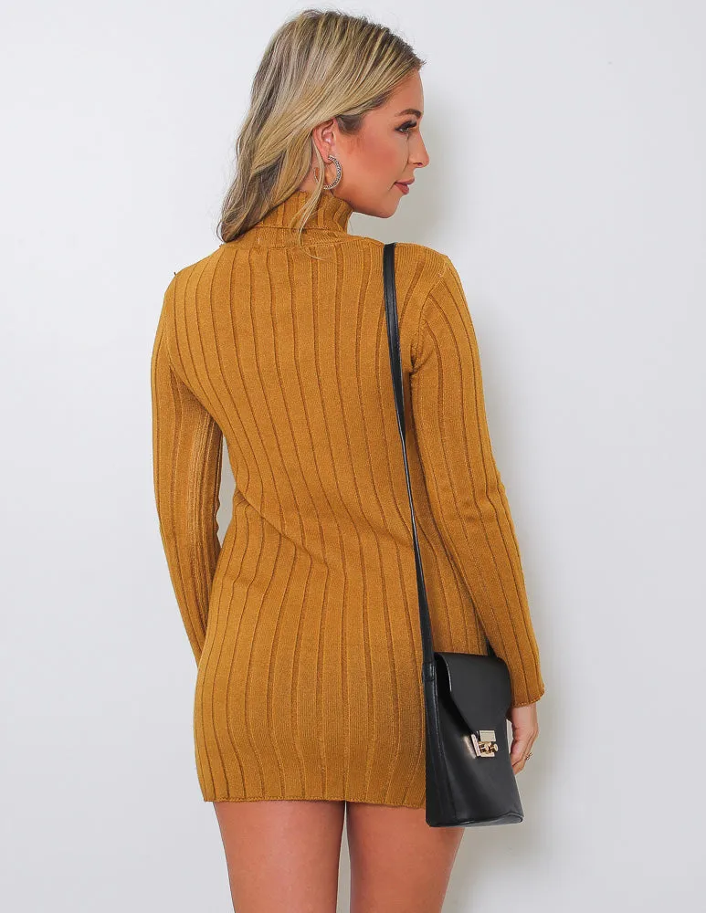 Friendly Fire Knit Dress - Mustard