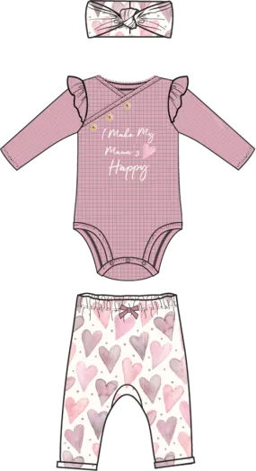 Girls 3pc Waffle set -Hearts
