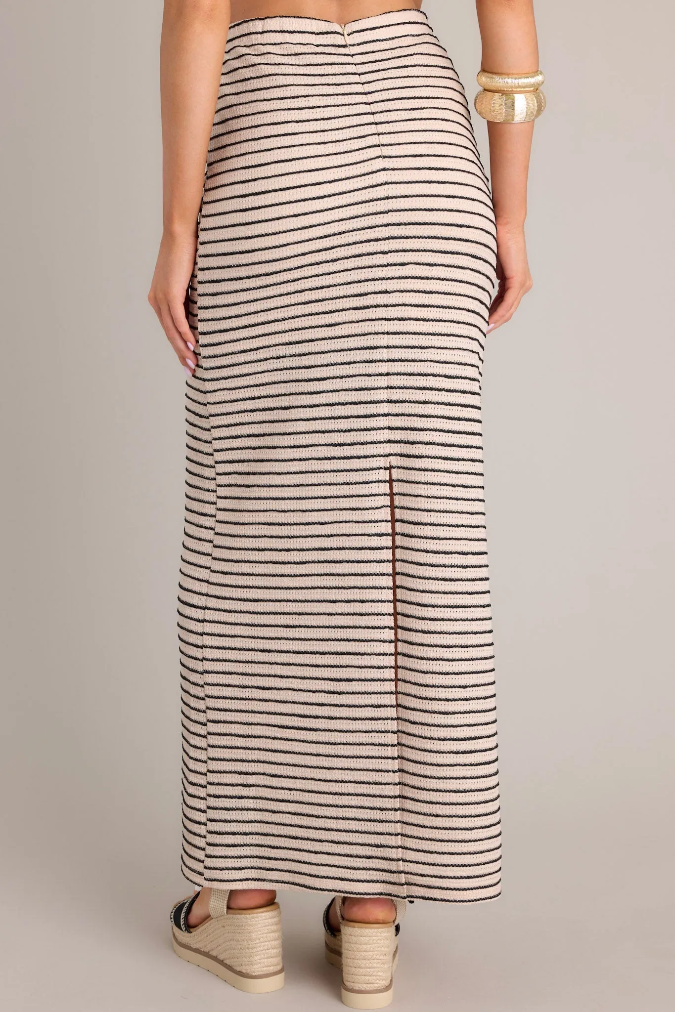 Glimpse of Life Taupe Stripe Knit Maxi Skirt