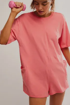 Hot Shot Tee Romper-Hibiscus
