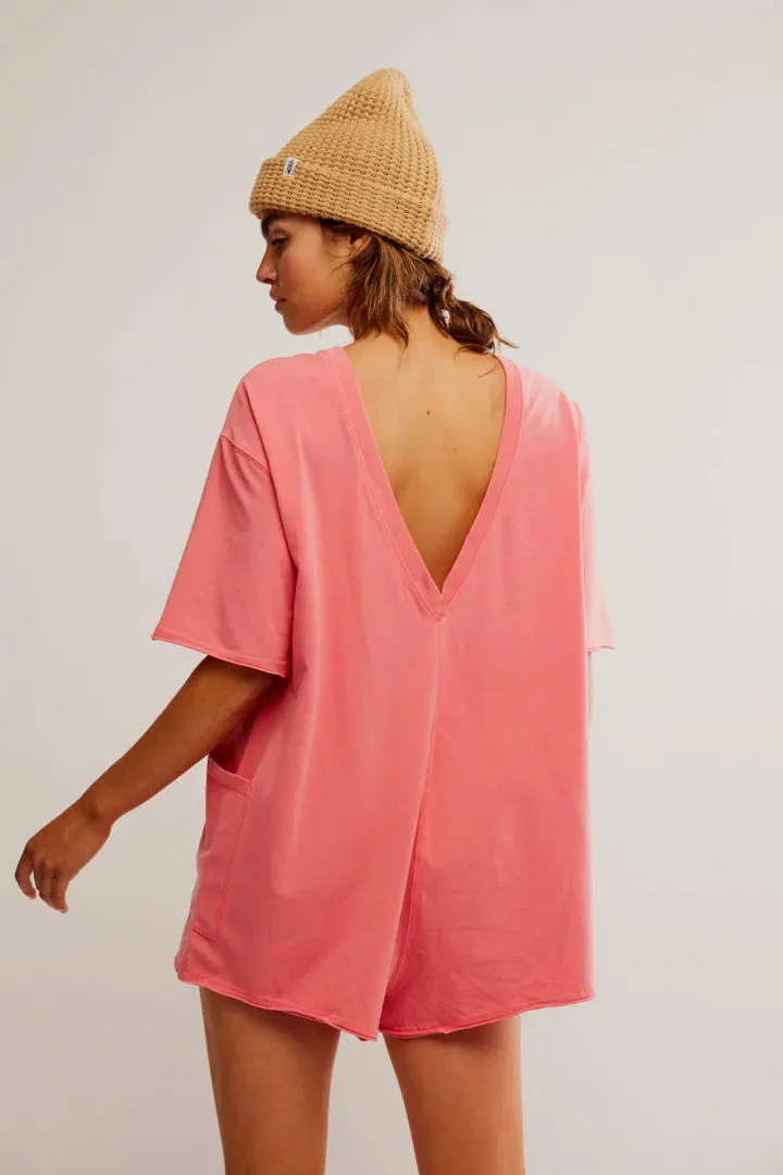 Hot Shot Tee Romper-Hibiscus