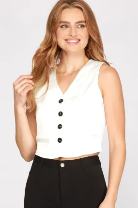 I Do Satin Cropped Vest