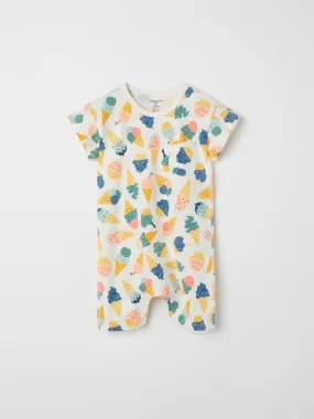 Ice Cream Print Baby Romper
