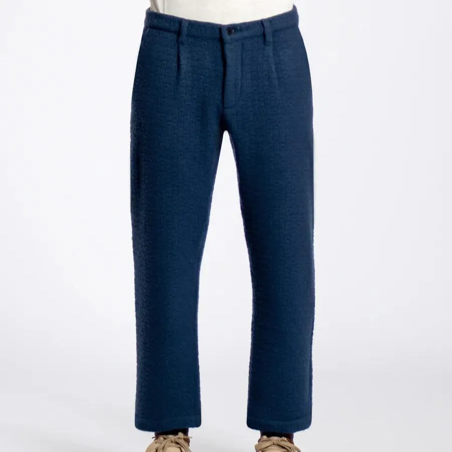 Insignia Blue Textured Jacquard Ryder Wool Trouser