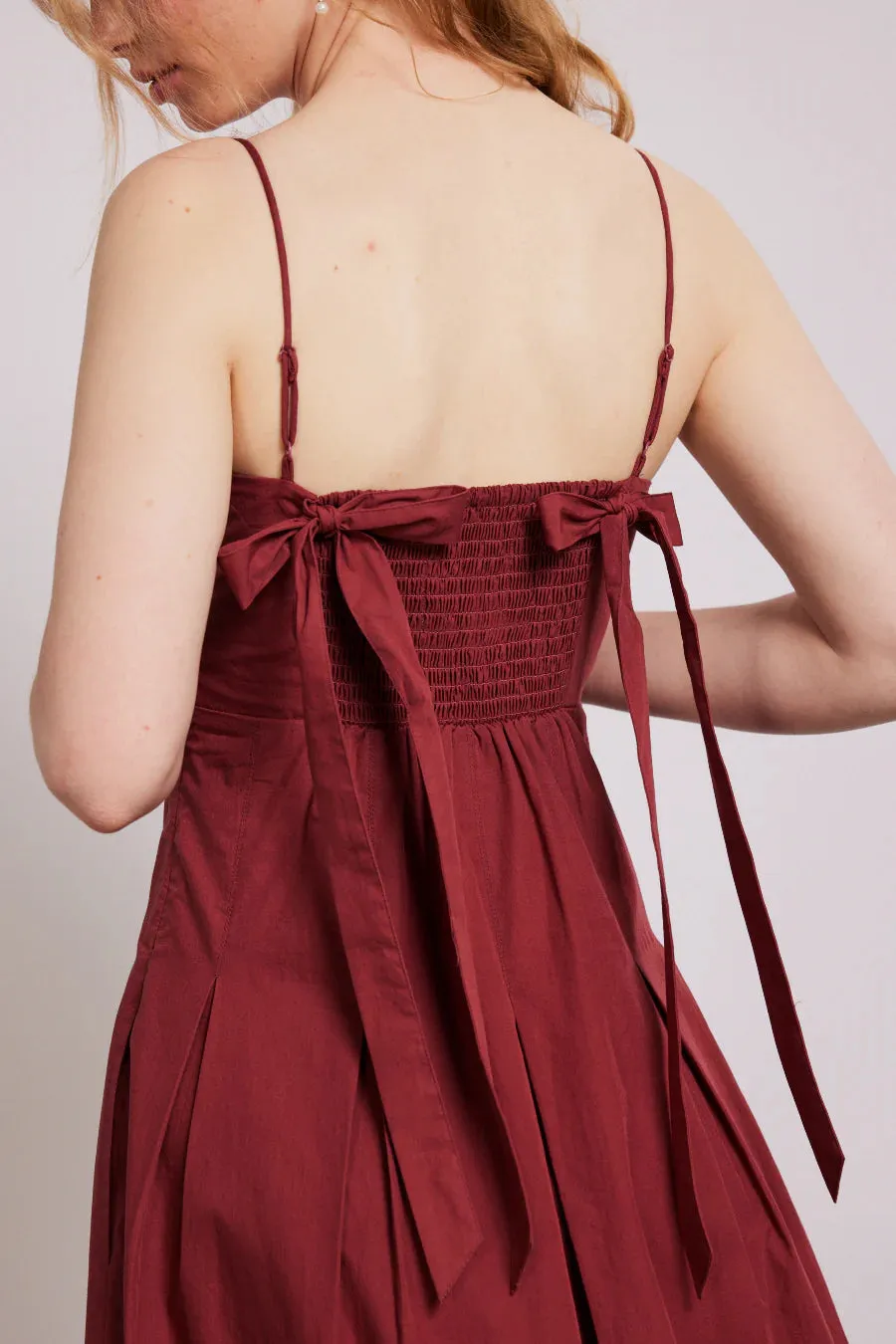 Iris Bow Midi Dress Red