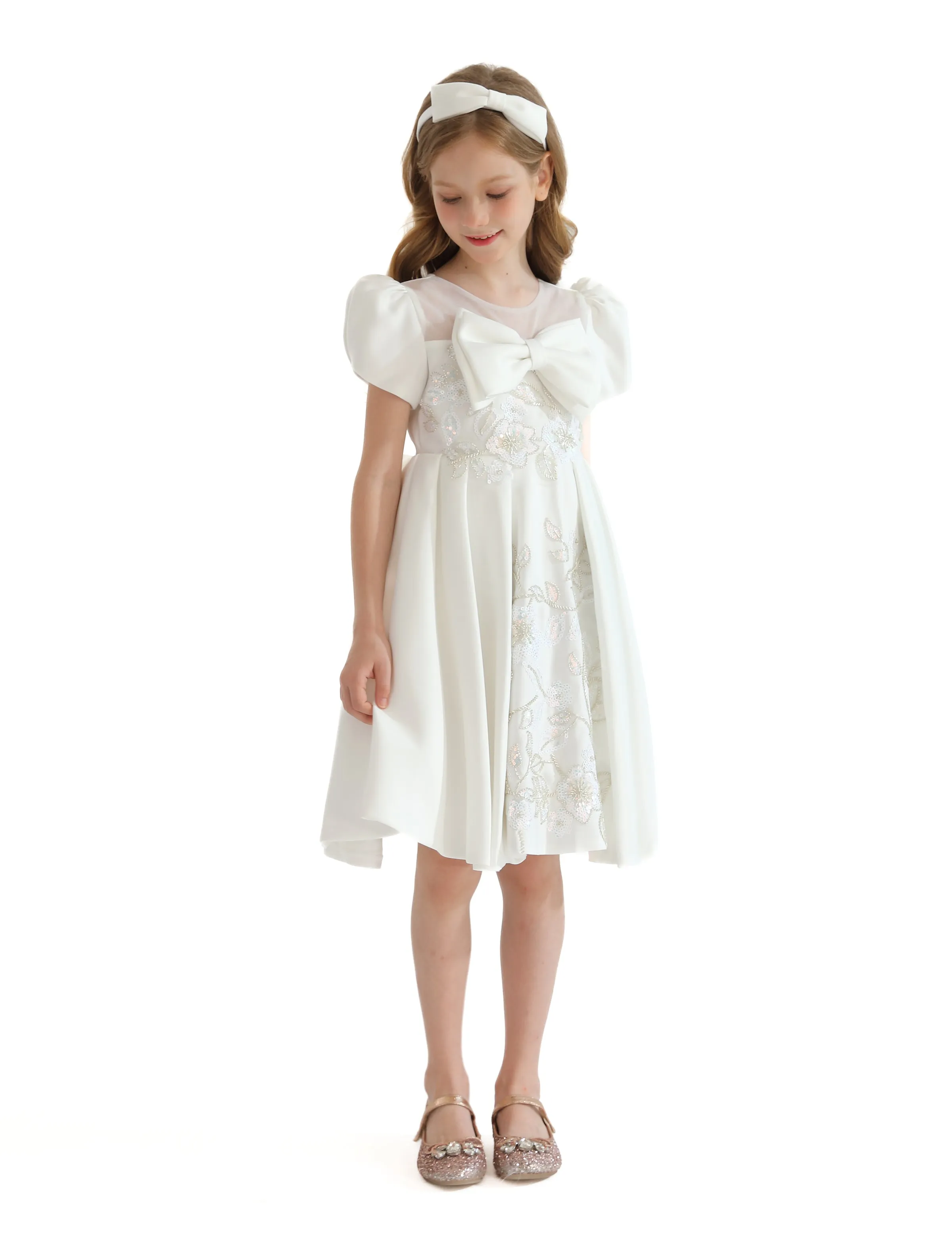 Ivory Leona Floral Teacup Bow Dress