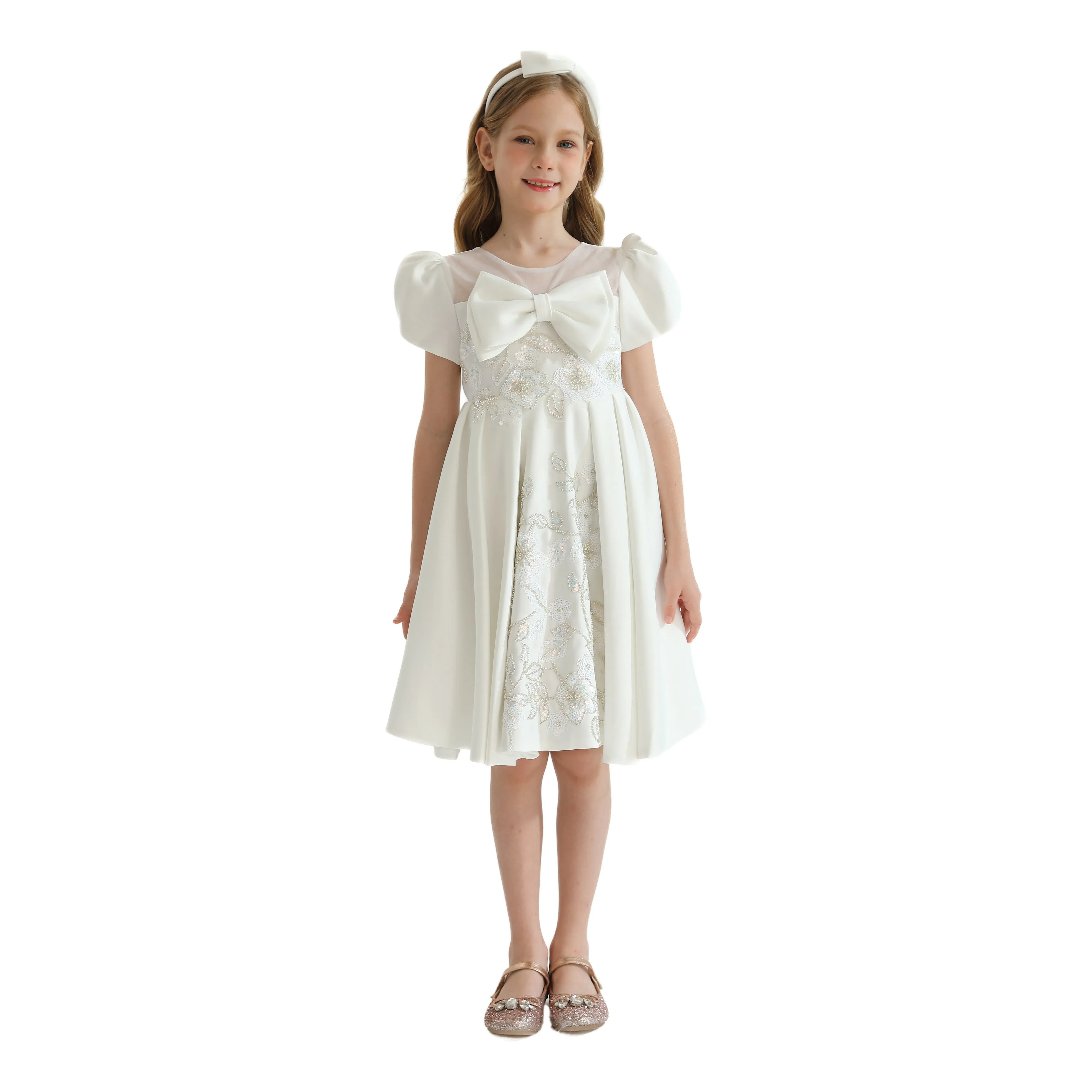 Ivory Leona Floral Teacup Bow Dress