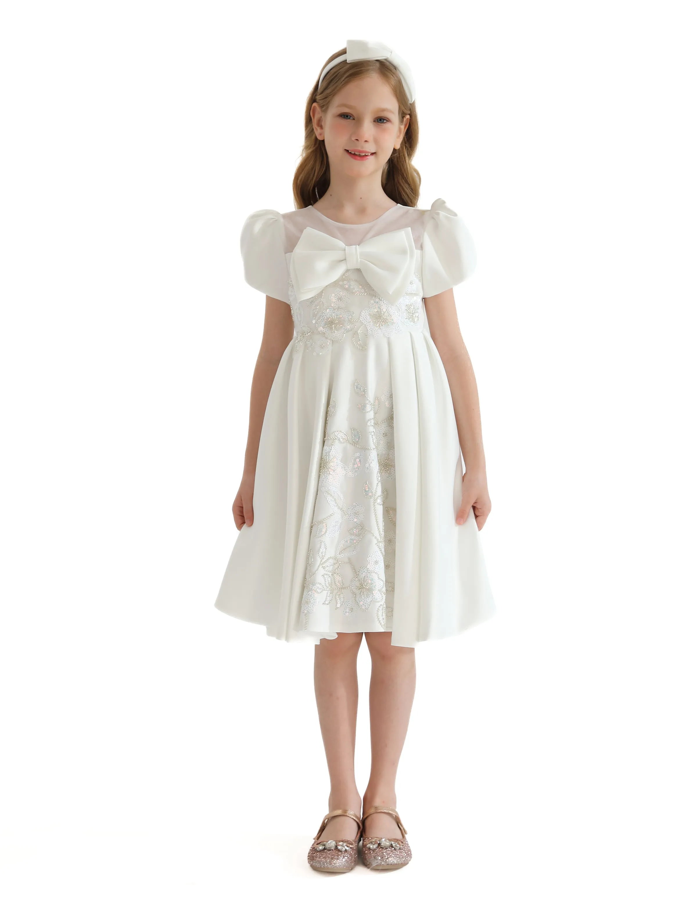 Ivory Leona Floral Teacup Bow Dress