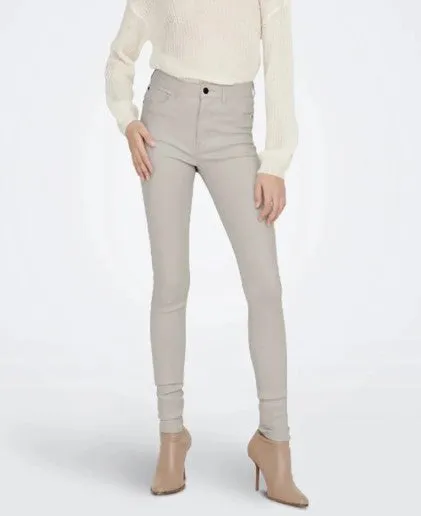 JDY JDYNEWTHUNDER COATED HIGH - Trousers - chateau gray