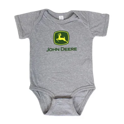 John Deere Kid's Grey Oxford Bodysuit