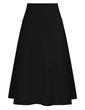 Kate Kasin Women's Suede Midi Skirt 2024 Fall Winter High Waist A Line Skirt Black