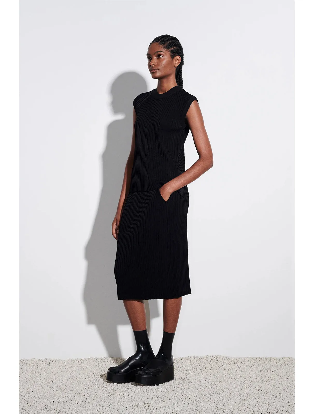 Kelin Knit Pleat Stitch Skirt