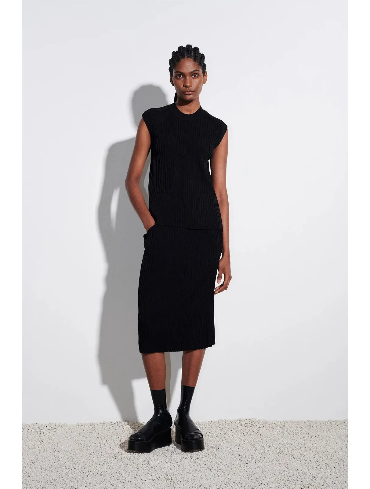 Kelin Knit Pleat Stitch Skirt