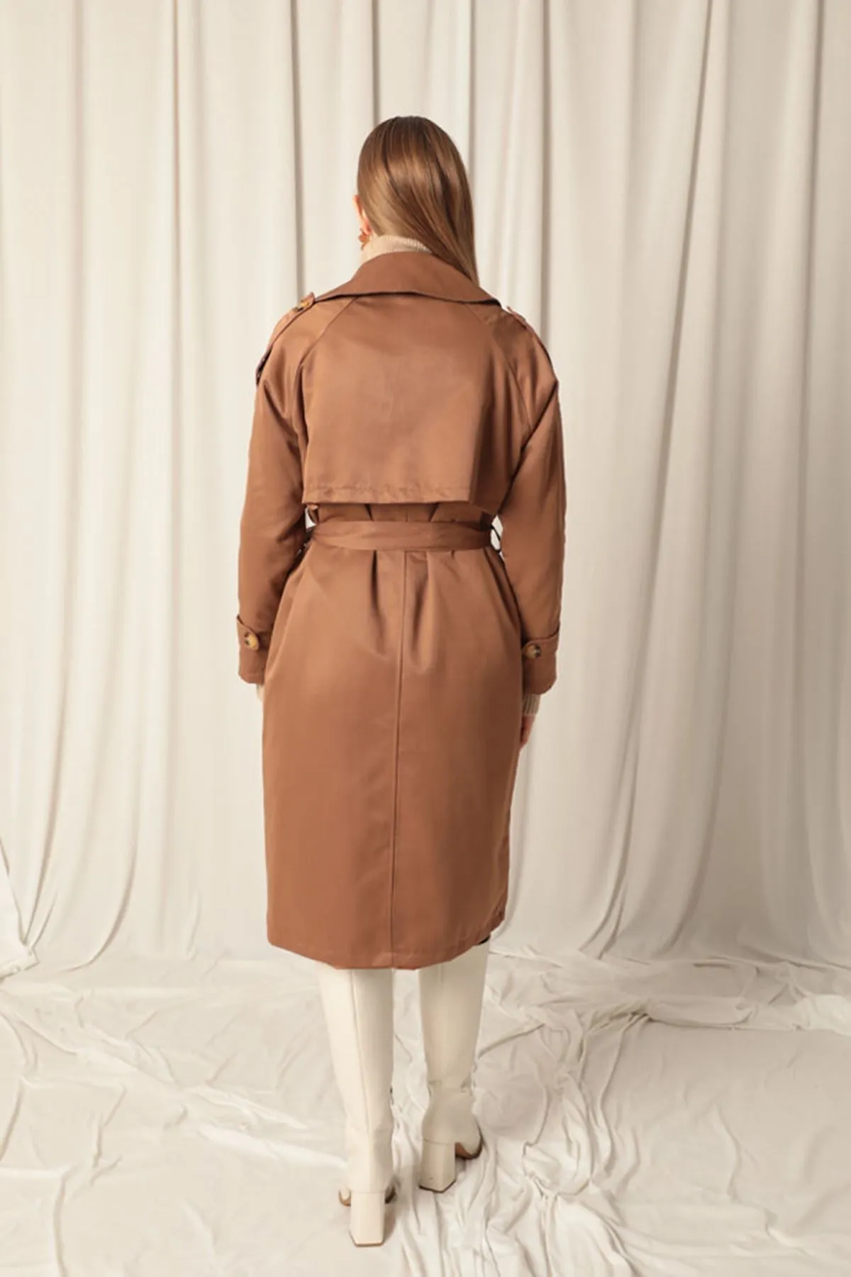 KKT Torino Fabric Waterproof Lined Camel Trench Coat - Constanţa
