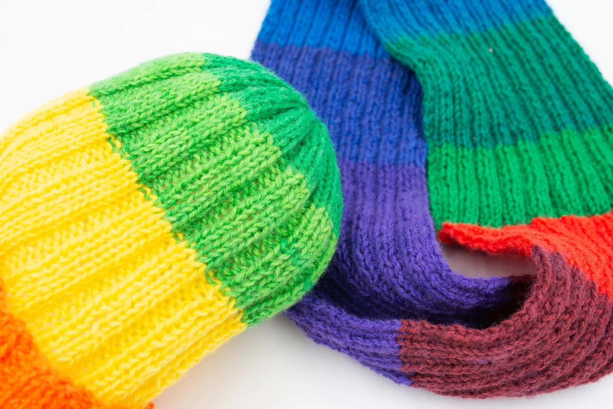 Knit Kit - Rainbow Hat and Cowl Set