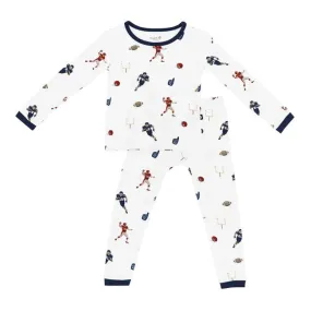 Kyte Baby Printed Long Sleeve Pajamas in Football