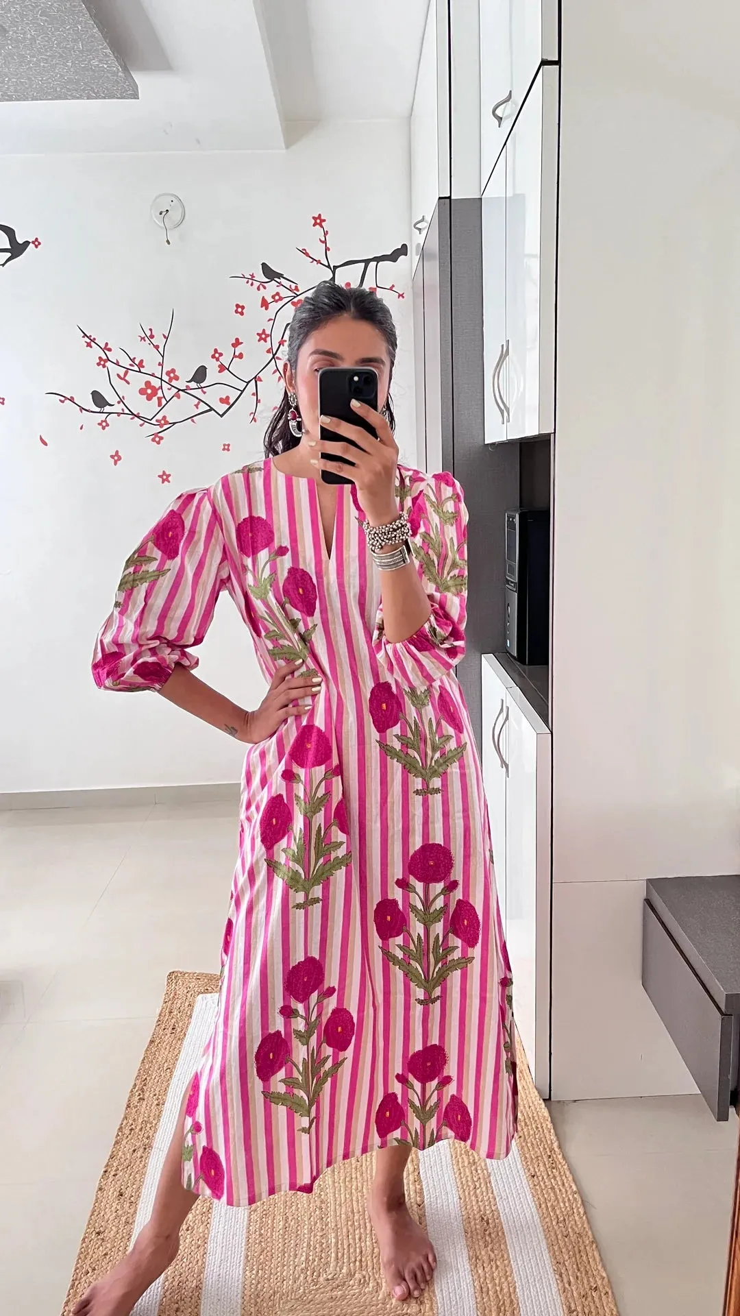 La Rose Hand Block Printed Dress