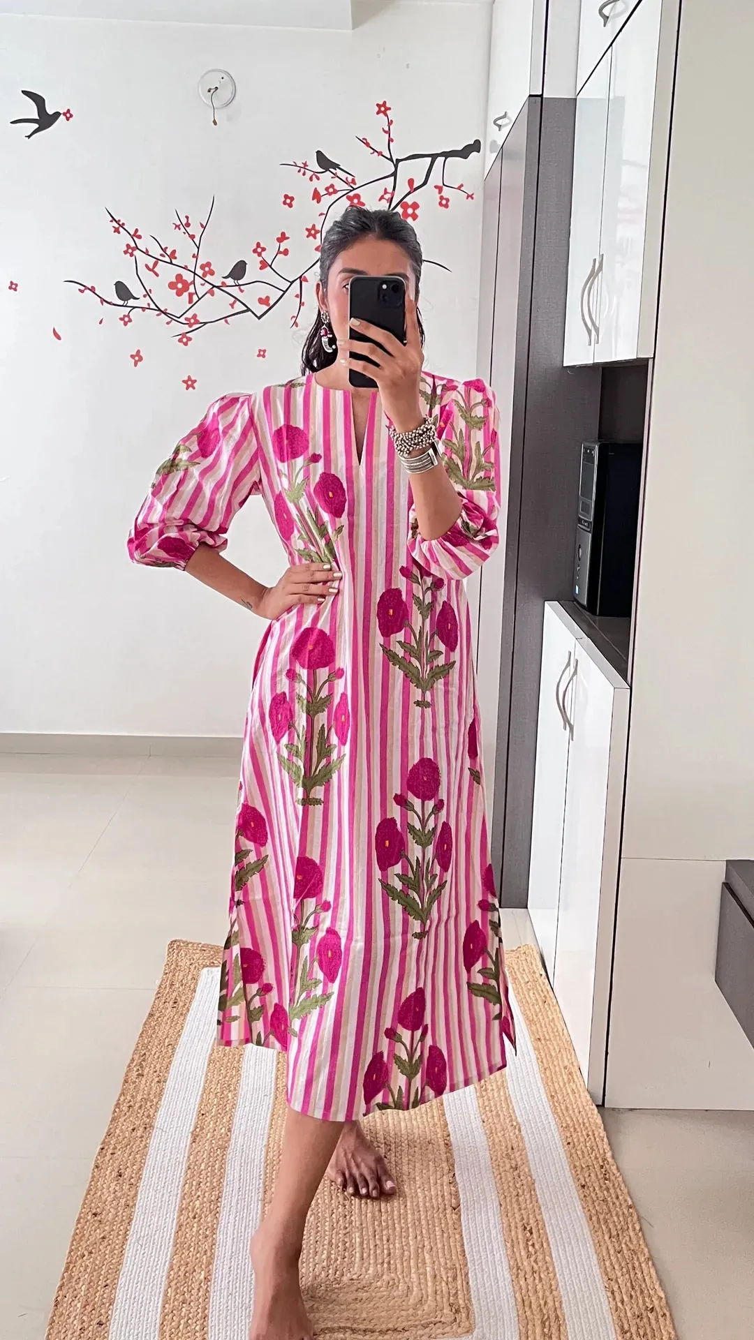 La Rose Hand Block Printed Dress