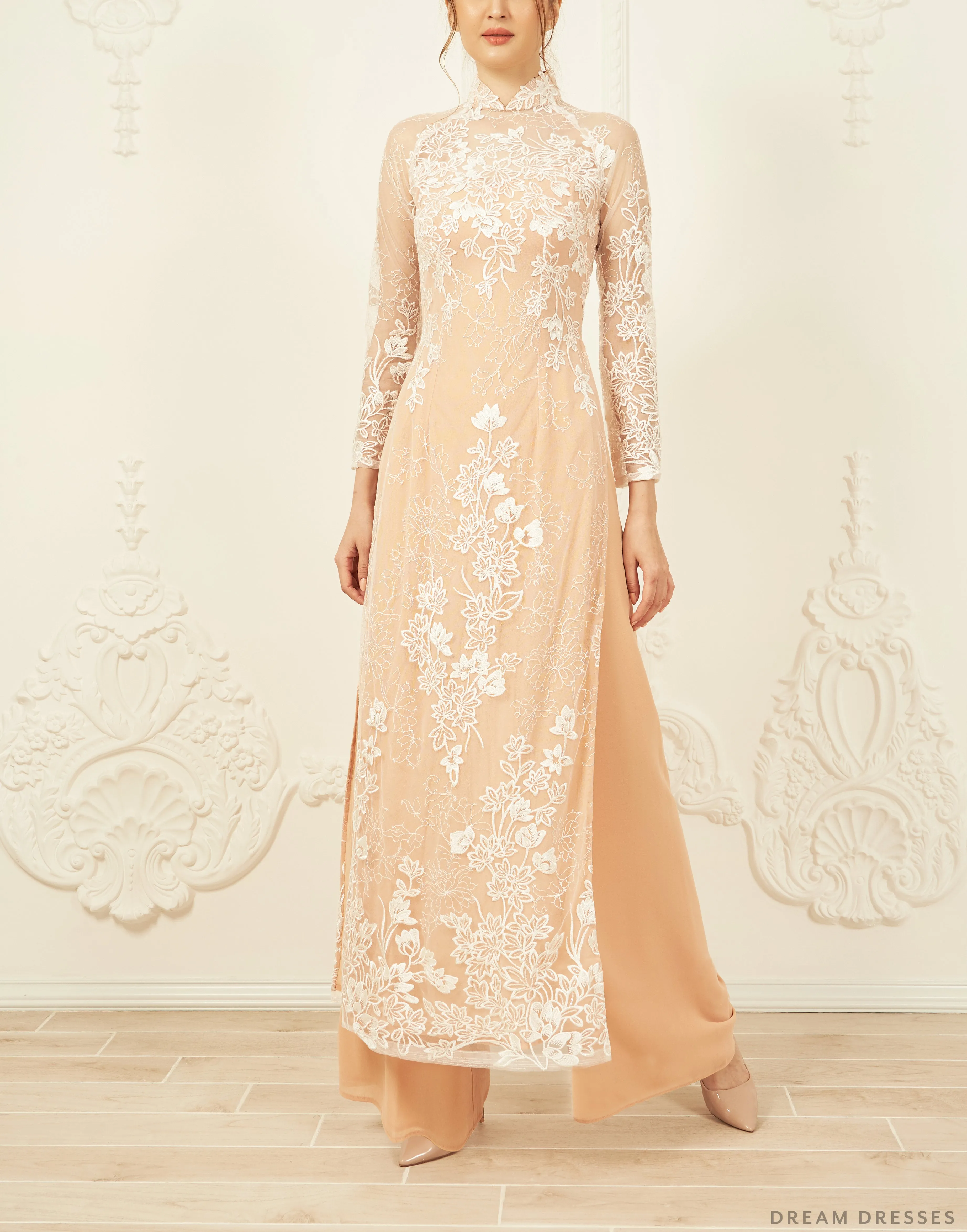 Lace Bridal Ao Dai | Traditional Vietnamese Bridal Dress (#FIA)