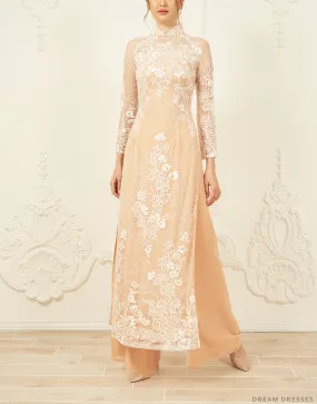 Lace Bridal Ao Dai | Traditional Vietnamese Bridal Dress (#FIA)