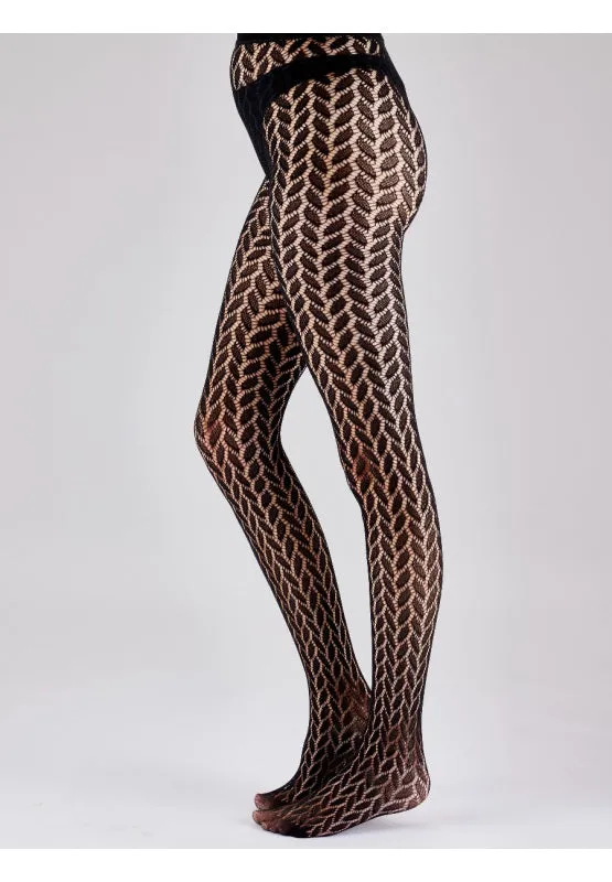 Leaf Net Pattern Tights