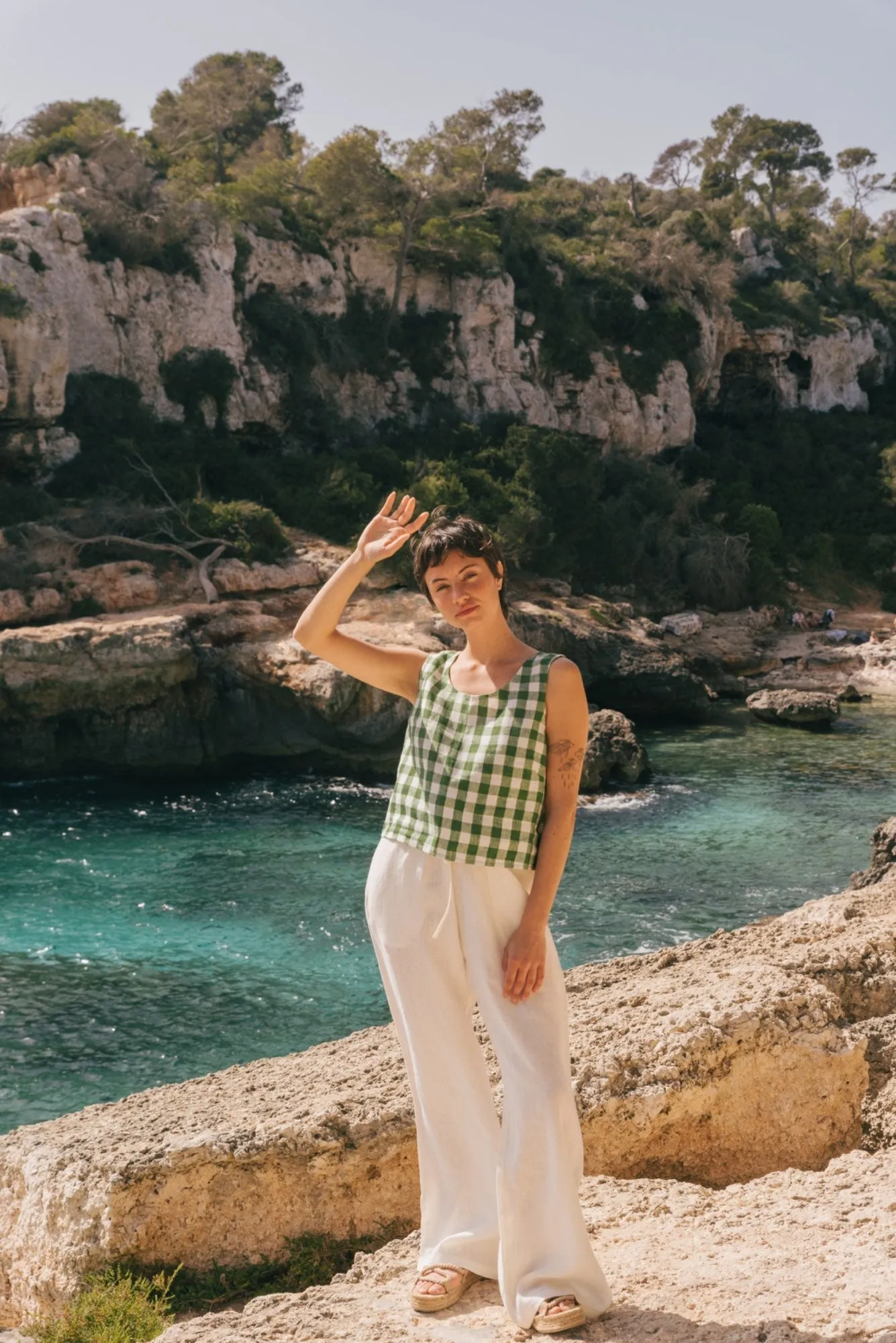 Leah Wide Linen Pants With Slits